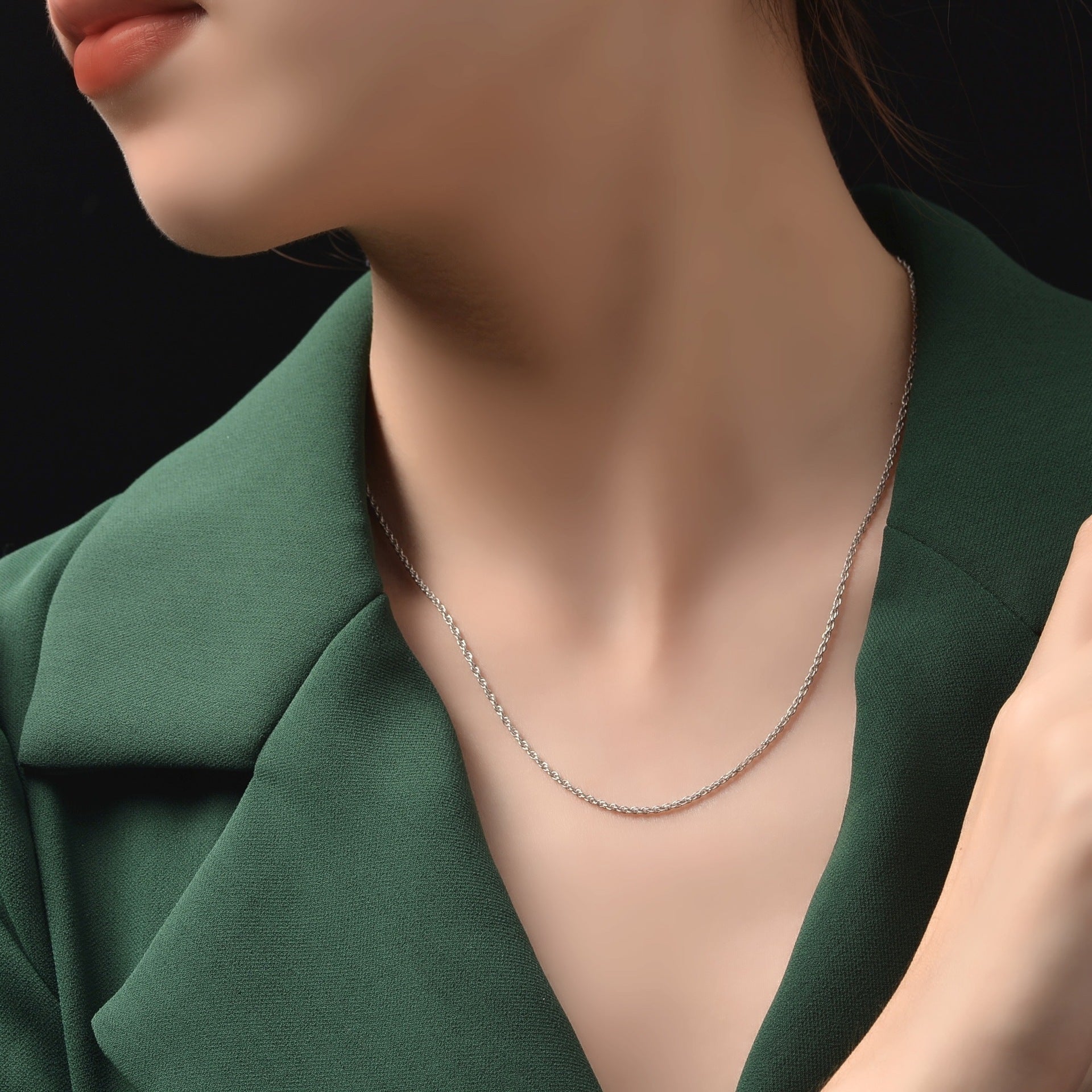 Double Cross Snake Chain Necklace – Sterling Silver, 45cm