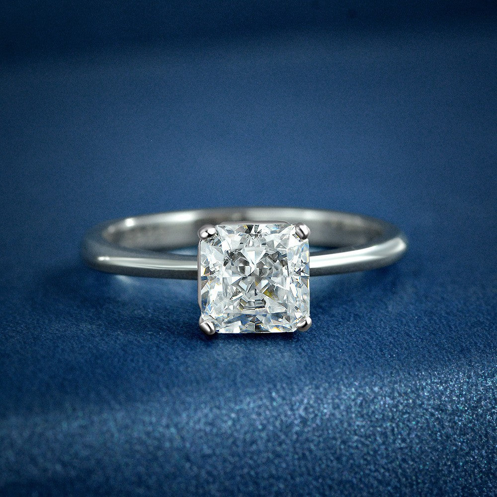 Princess-Cut Solitaire Wedding Ring – Sterling Silver, 1.5 Carat